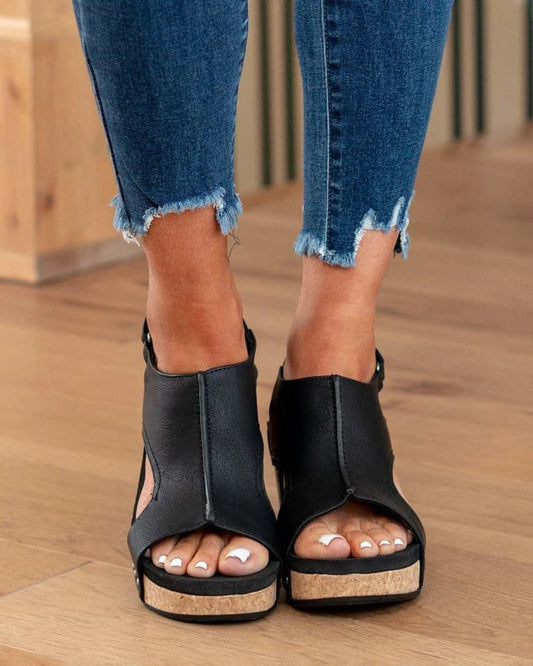 🔥Salvo il 50% di sconto🔥Sandali ortopedici con zeppa in pelle da donna