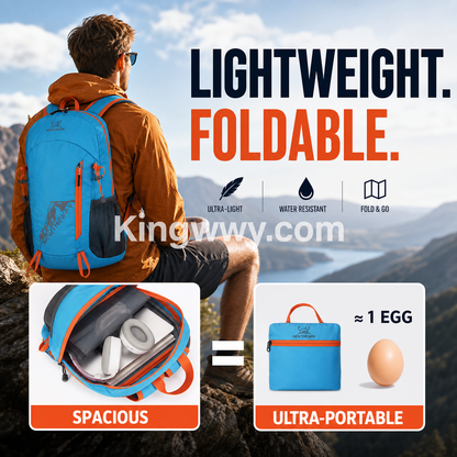 🔥 Saldi eccezionali – SCONTO DEL 50%! 🔥 Zaino da campeggio ultraleggero, pieghevole e impermeabile – pesa meno di un chilo, è realizzato in nylon resistente agli strappi e si ripiega nella propria tasca – ideale per escursioni, viaggi e campeggio 🎒