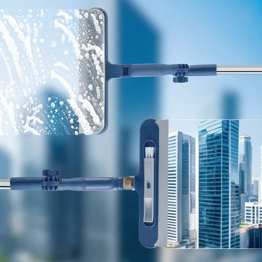 🪟 Tergivetro per Finestre con Manico Telescopico 120 cm | Spugna + Lama Raschiante 2 in 1 🧽 | Finestre in Alto Pulite Senza Aloni, Senza Uscire 🏙️ | Leggero, PP e Ferro, 447 g ✨