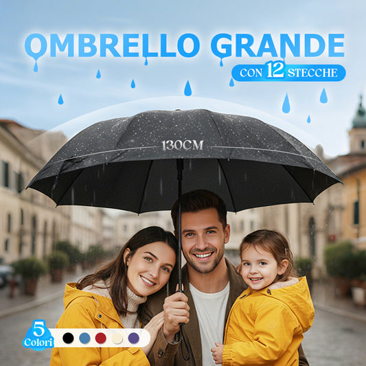 Ombrello pieghevole grande a 12 stecche antivento