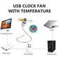 Ventilatore USB con Orologio LED Luminoso