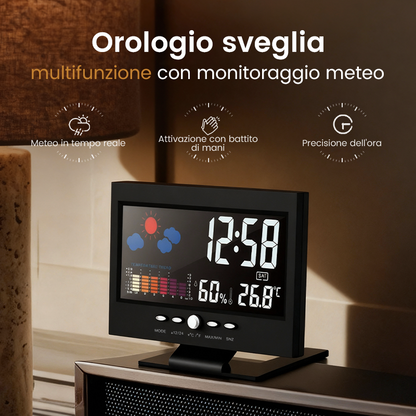 🔥Monitor digitale LED per temperatura e umidità, previsioni meteo, sveglia da tavolo LED