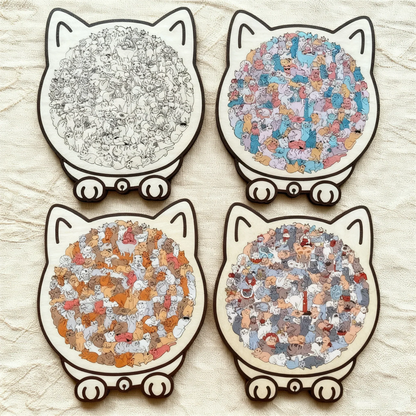 🎁Saldi natalizi 50% DI SCONTO🎅Puzzle in legno a forma di gatto in colori Morandi da 135 pezzi