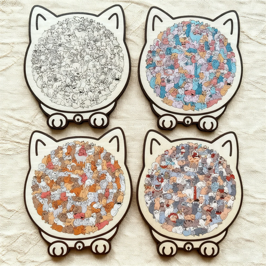 🎁Saldi natalizi 50% DI SCONTO🎅Puzzle in legno a forma di gatto in colori Morandi da 135 pezzi