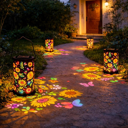 🔥OFFERTA SPECIALE 49% DI SCONTO - 🌞Lanterna da giardino colorata a energia solare con motivo a girasole