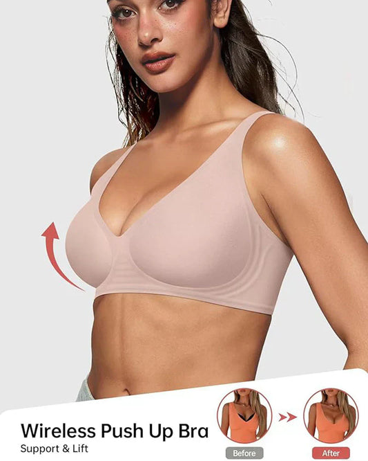 🍃Saldi estivi 55% di sconto⏰Reggiseno senza ferretto, senza cuciture, con scollo profondo a V e effetto push-up