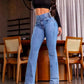 ⏳ Offerta Speciale a Tempo Limitato ⏰ Jeans a Zampa Elastici Donna – Vita Alta, Aderenza al Corpo e Stile Retrò ✨