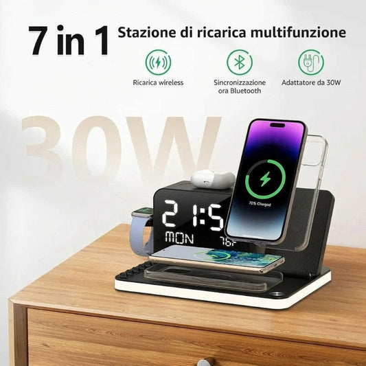 ⚡ OFFERTA SPECIALE: -60%! Stazione di ricarica 7 in 1 – Ricarica wireless, sincronizzazione Bluetooth e ricarica rapida da 30 W 🔋
