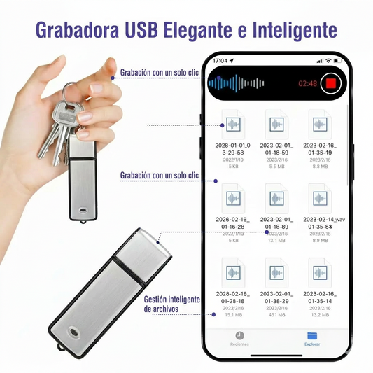🎙️💾  Registratore vocale USB 2 in 1 – Attivazione vocale, riduzione del rumore intelligente e archivi salvati 🔒⚡