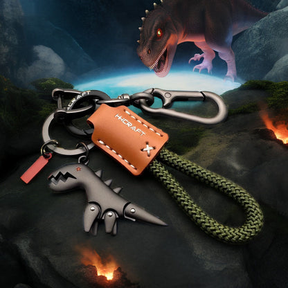 Ciondolo dinosauro in lega di alluminio abbinato a un braccialetto intrecciato a mano - 🔥Secondo articolo con uno sconto del 40%