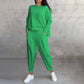 Moda, tempo libero ✨Manica lunga con scollo rotondo ＆ pantaloni set da 2 pezzi