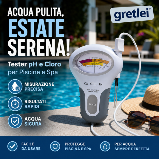 🔬💧 Tester pH & Cl2 Cloro – 50% SCONTO! Misurazione precisa di pH e Cloro in piscina – semplice, veloce, affidabile. 🔥🏊