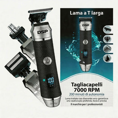 ✂️🧔  50% di sconto – Lussuoso set di cura professionale 3 in 1 ⚡🔋:  T-Klingen-Trimmer, Folienraserer, Nasenhardtrimmer – LED-Display, USB-Charge – perfetto per il rasuramento in viaggio e a secco.