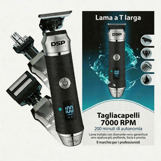 ✂️🧔  50% di sconto – Lussuoso set di cura professionale 3 in 1 ⚡🔋:  T-Klingen-Trimmer, Folienraserer, Nasenhardtrimmer – LED-Display, USB-Charge – perfetto per il rasuramento in viaggio e a secco.