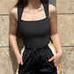 Sexy Ribbed Strappy Square Neck senza maniche Tummy Control Tank Tops Bodysuits🩱
