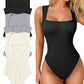 Sexy Ribbed Strappy Square Neck senza maniche Tummy Control Tank Tops Bodysuits🩱