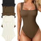Sexy Ribbed Strappy Square Neck senza maniche Tummy Control Tank Tops Bodysuits🩱