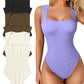 Sexy Ribbed Strappy Square Neck senza maniche Tummy Control Tank Tops Bodysuits🩱