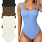 Sexy Ribbed Strappy Square Neck senza maniche Tummy Control Tank Tops Bodysuits🩱