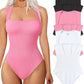 Sexy Ribbed Strappy Square Neck senza maniche Tummy Control Tank Tops Bodysuits🩱