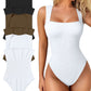 Sexy Ribbed Strappy Square Neck senza maniche Tummy Control Tank Tops Bodysuits🩱