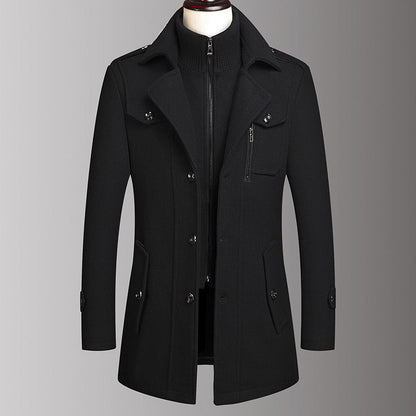 🎁Spedizione gratuita🔥😎Cappotto da uomo in lana business Moda Cappotto in lana medio-lungo con doppio collo