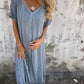 🌈NUOVI SALDI 2025 - 50% DI SCONTO🌈Abito ampio da donna in cotone e lino con scollo a V