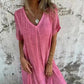 🌈NUOVI SALDI 2025 - 50% DI SCONTO🌈Abito ampio da donna in cotone e lino con scollo a V