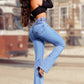 ⏳ Offerta Speciale a Tempo Limitato ⏰ Jeans a Zampa Elastici Donna – Vita Alta, Aderenza al Corpo e Stile Retrò ✨