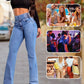 ⏳ Offerta Speciale a Tempo Limitato ⏰ Jeans a Zampa Elastici Donna – Vita Alta, Aderenza al Corpo e Stile Retrò ✨