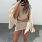 Women's 2 Piece Off-Shoulder Crop Top & Knot Mini Skirt Set