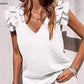 Top stretch senza maniche con scollo a V e volant