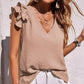 Top stretch senza maniche con scollo a V e volant
