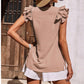 Top stretch senza maniche con scollo a V e volant