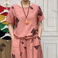 Set donna: top stampato a maniche corte e pantaloni 7/8