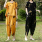 Set donna: top stampato a maniche corte e pantaloni 7/8