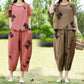 Set donna: top stampato a maniche corte e pantaloni 7/8