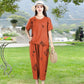 Set donna: top stampato a maniche corte e pantaloni 7/8