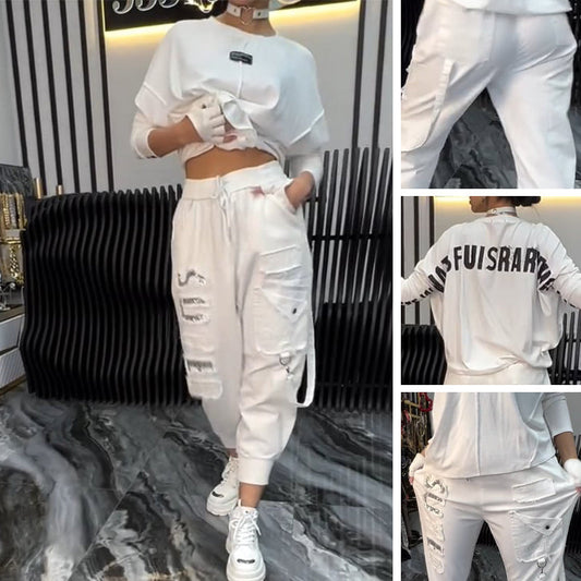 🌸Summer Special🌸 Top e pantaloni casual con stampa monogram da donna (set 2 pezzi)