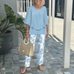 🔥ULTIMO GIORNO DI SALDI - SCONTO DEL 49%🔥 Completo pantaloni stampati e top girocollo da donna