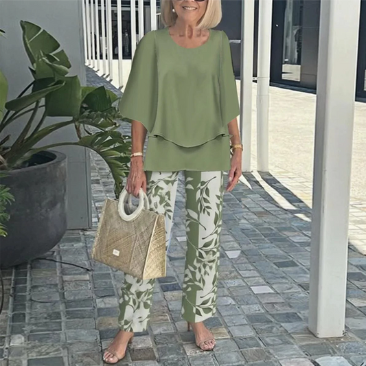🔥ULTIMO GIORNO DI SALDI - SCONTO DEL 49%🔥 Completo pantaloni stampati e top girocollo da donna