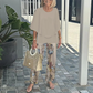 🔥ULTIMO GIORNO DI SALDI - SCONTO DEL 49%🔥 Completo pantaloni stampati e top girocollo da donna