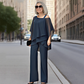 ⏳Sconto a tempo limitato del 50%⏰Top in chiffon irregolare da donna e pantaloni a zampa 2 pezzi👚👖