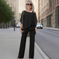 ⏳Sconto a tempo limitato del 50%⏰Top in chiffon irregolare da donna e pantaloni a zampa 2 pezzi👚👖