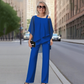 ⏳Sconto a tempo limitato del 50%⏰Top in chiffon irregolare da donna e pantaloni a zampa 2 pezzi👚👖