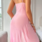 Abito da donna sexy con pannello trasparente a fessura alta con scollo a V floreale