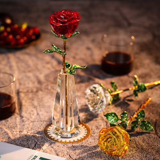 🌹Set di rose artificiali in cristallo con vaso