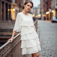 🎁 SCONTO DEL 50%! Elegante abito da donna con maniche a balze sovrapposte: uno stile disinvolto per ogni occasione 💃