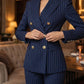 💼 60% DI SCONTO! ✨ Tailleur moderno da donna con autorità – Abito a righe stile principessa, blazer strutturato e pantalone ampio elegante 👖