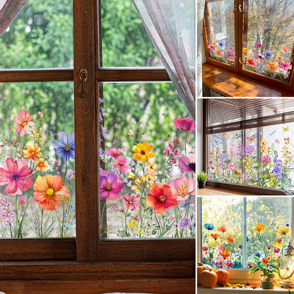 💐 Saldi Caldi per il Nuovo Anno 💞 Adesivo da Finestra con Bouquet Floreale Colorato 🖼️ (Tagliabile su misura)